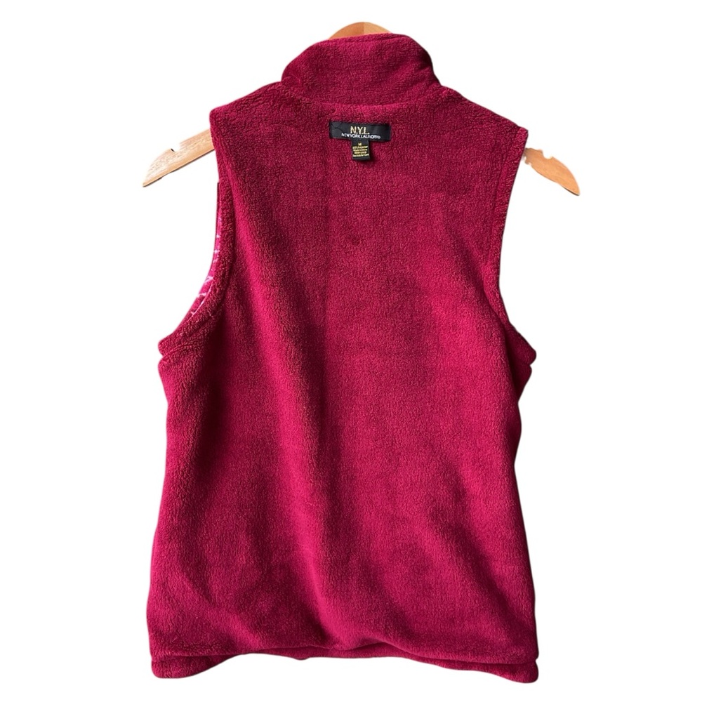 New York laundry Vest Jacket Reversible Deep Red Fleece Fair Isle Preppy consign - Picture 6 of 10